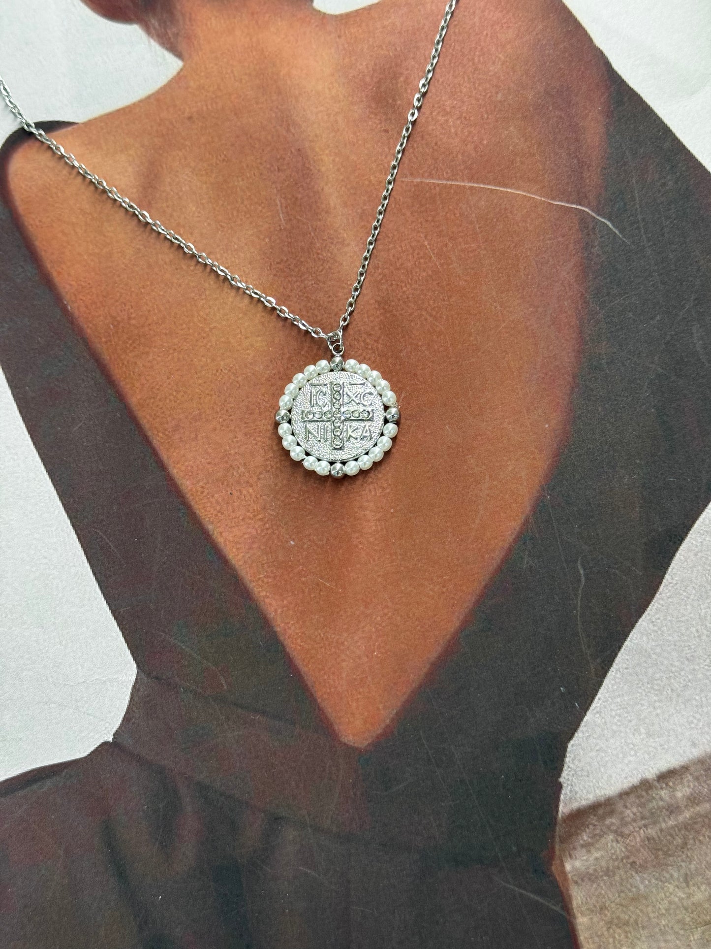 Vintage Pearl – κολιέ stainless steel