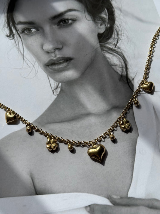 Amore Charms - χρυσό κολιέ stainless steel