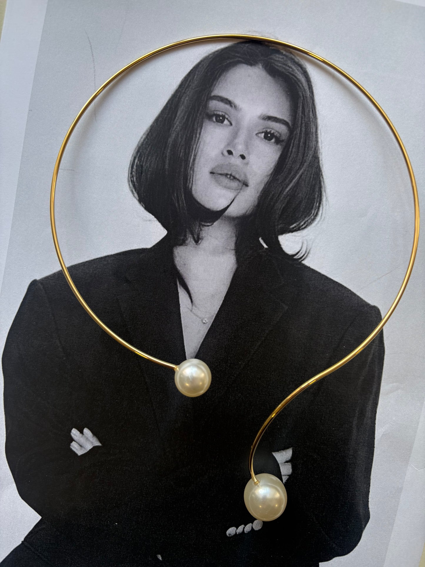 Pearl Flow Necklace – Ατσάλινο Κολιέ με Διπλή Πέρλα