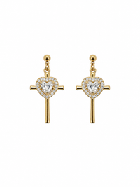 Heart Cross – σκουλαρίκια stainless steel