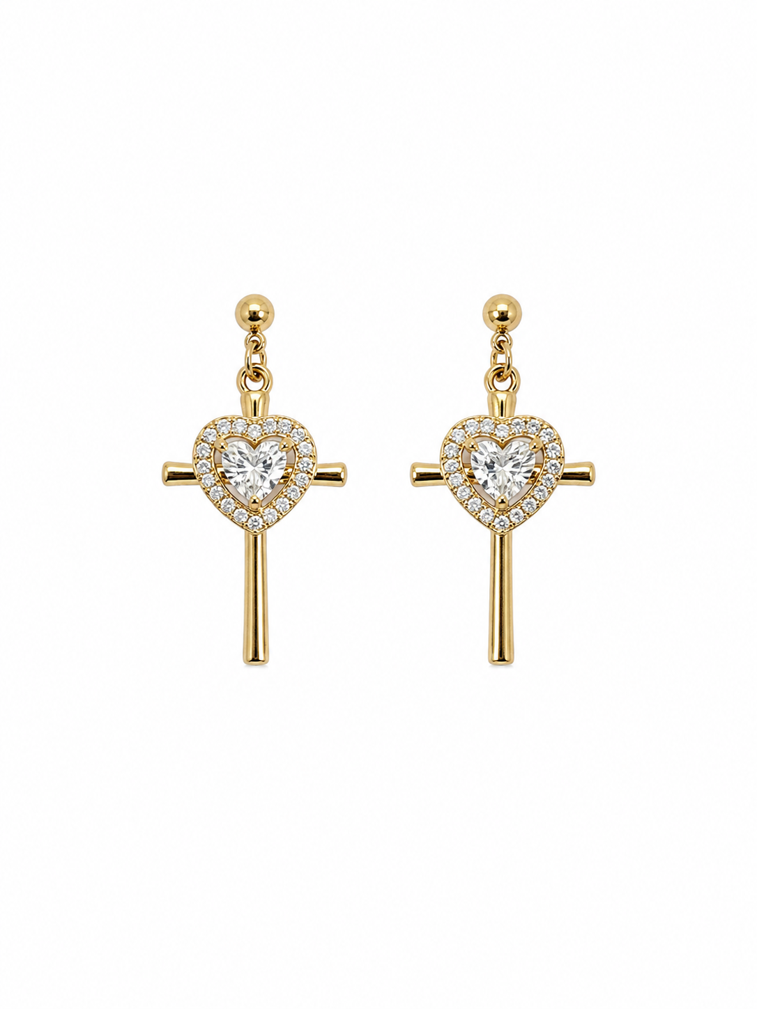 Heart Cross – σκουλαρίκια stainless steel