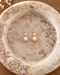 Geometric Pearl – Stainless Steel Σκουλαρίκια