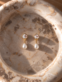 Rhombus crystal pearl – stainless steel σκουλαρίκια