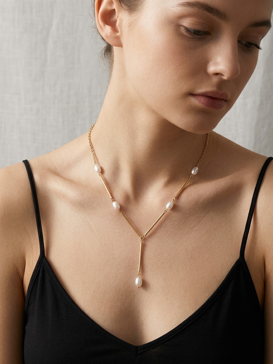 L'impératrice pearl – stainless steel κολιέ