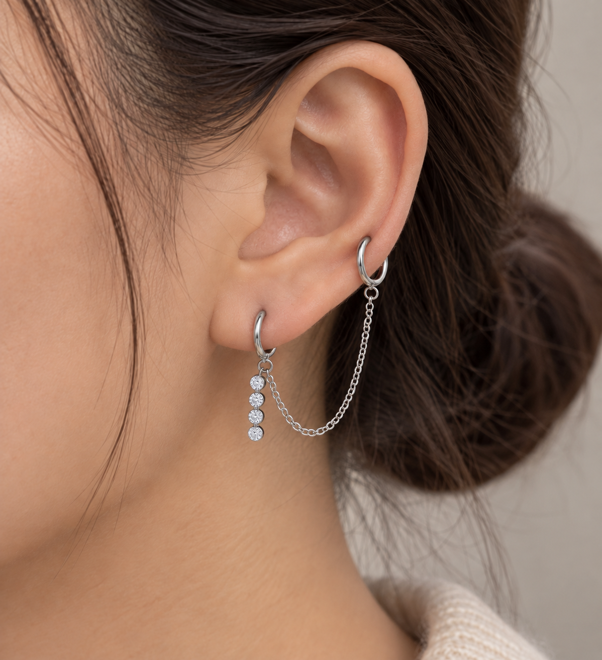 Louvre Double Hoop – stainless steel σκουλαρίκι