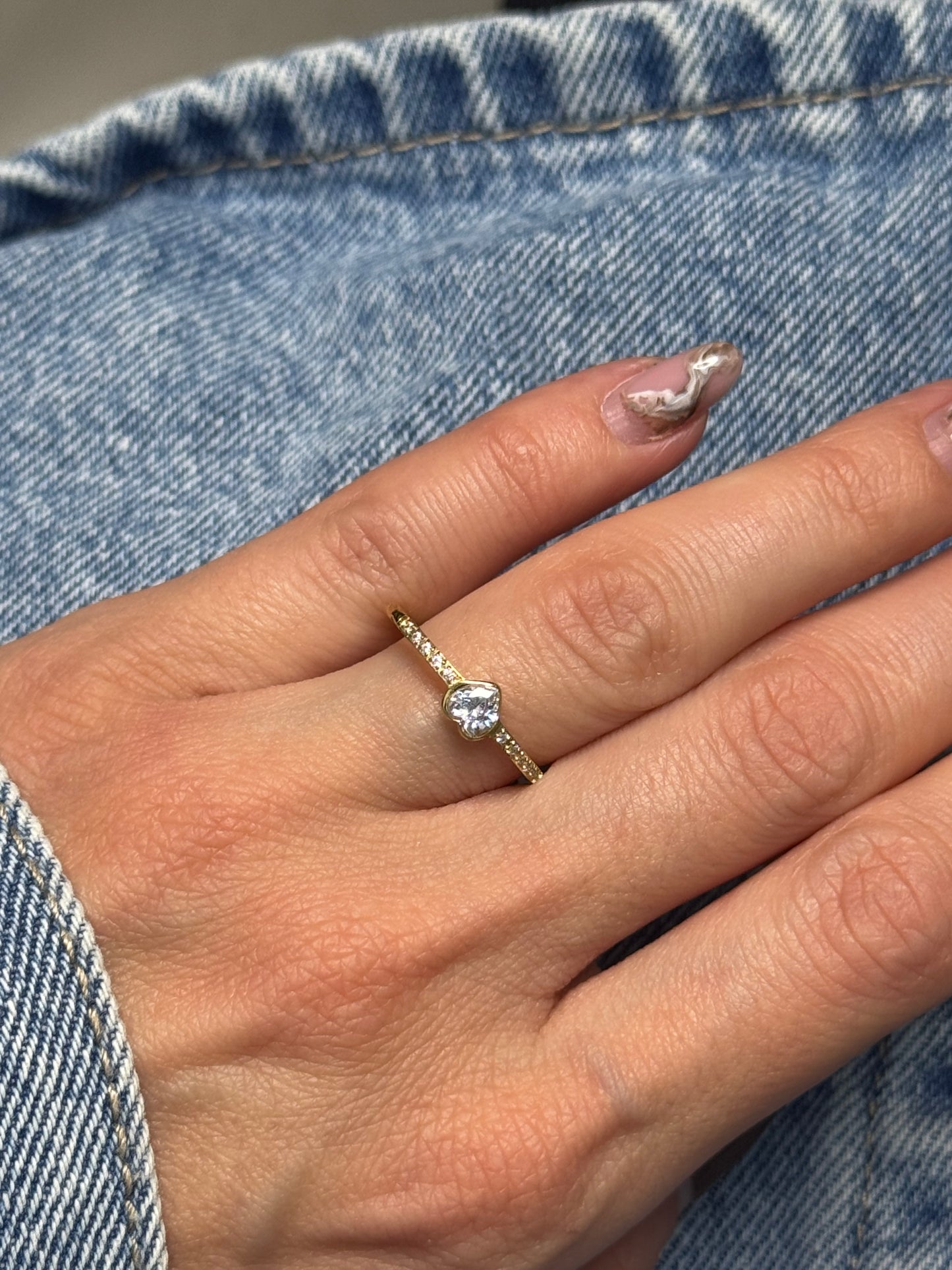 Heart Glow Gold-δαχτυλίδι stainless steel