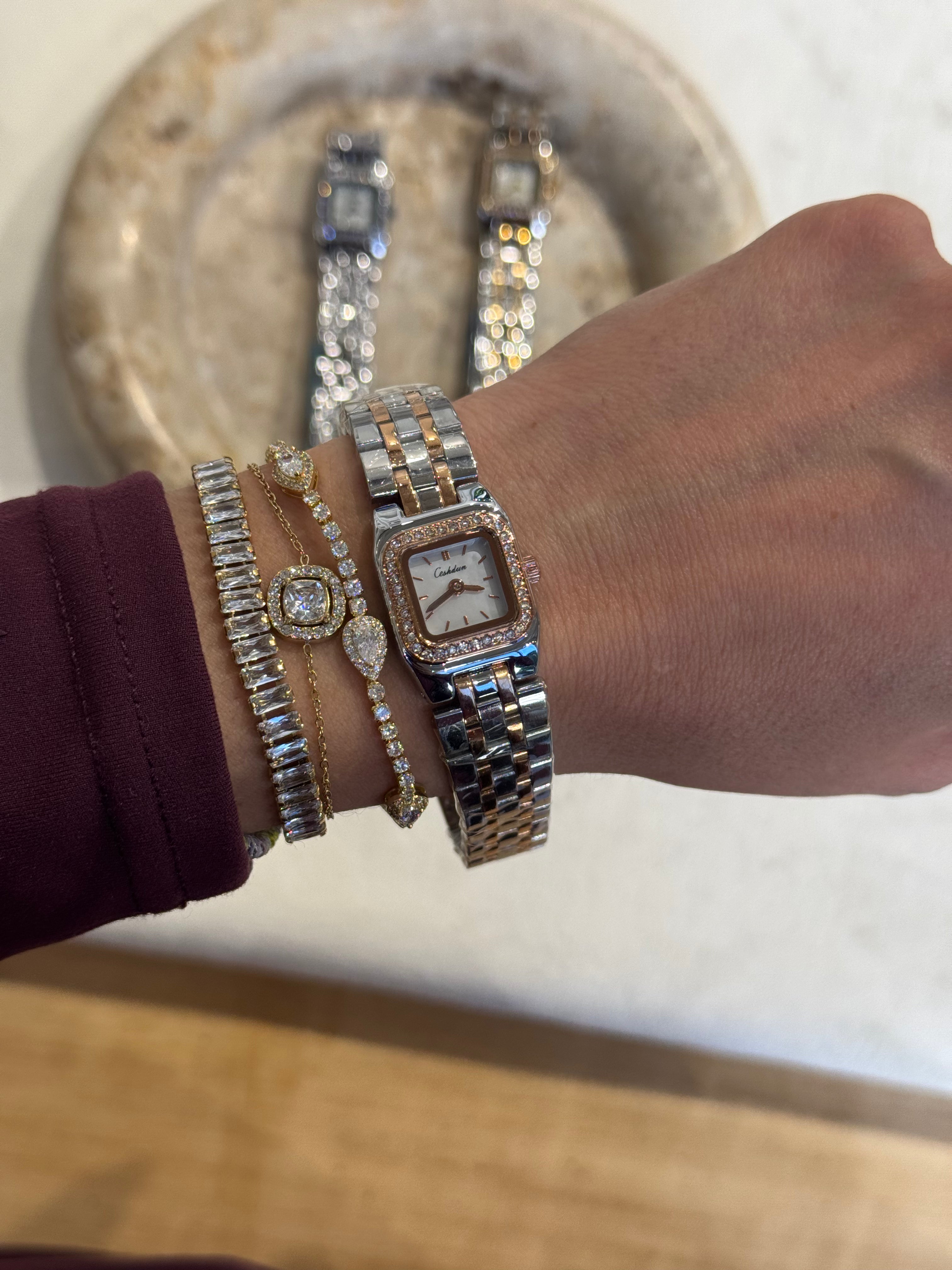 Cushion Bezel Rose | PREMIUM WATCH | STAINLESS STEEL