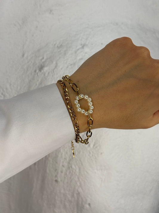 Pearl Circle-βραχιόλι από ανθεκτικό ορείχαλκο