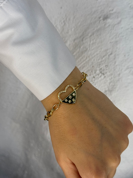 Midnight Heart-βραχιόλι από ανθεκτικό ορείχαλκο
