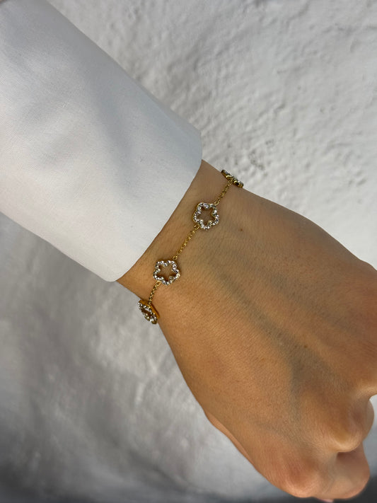 Golden Clover Sparkle-βραχιόλι stainless steel