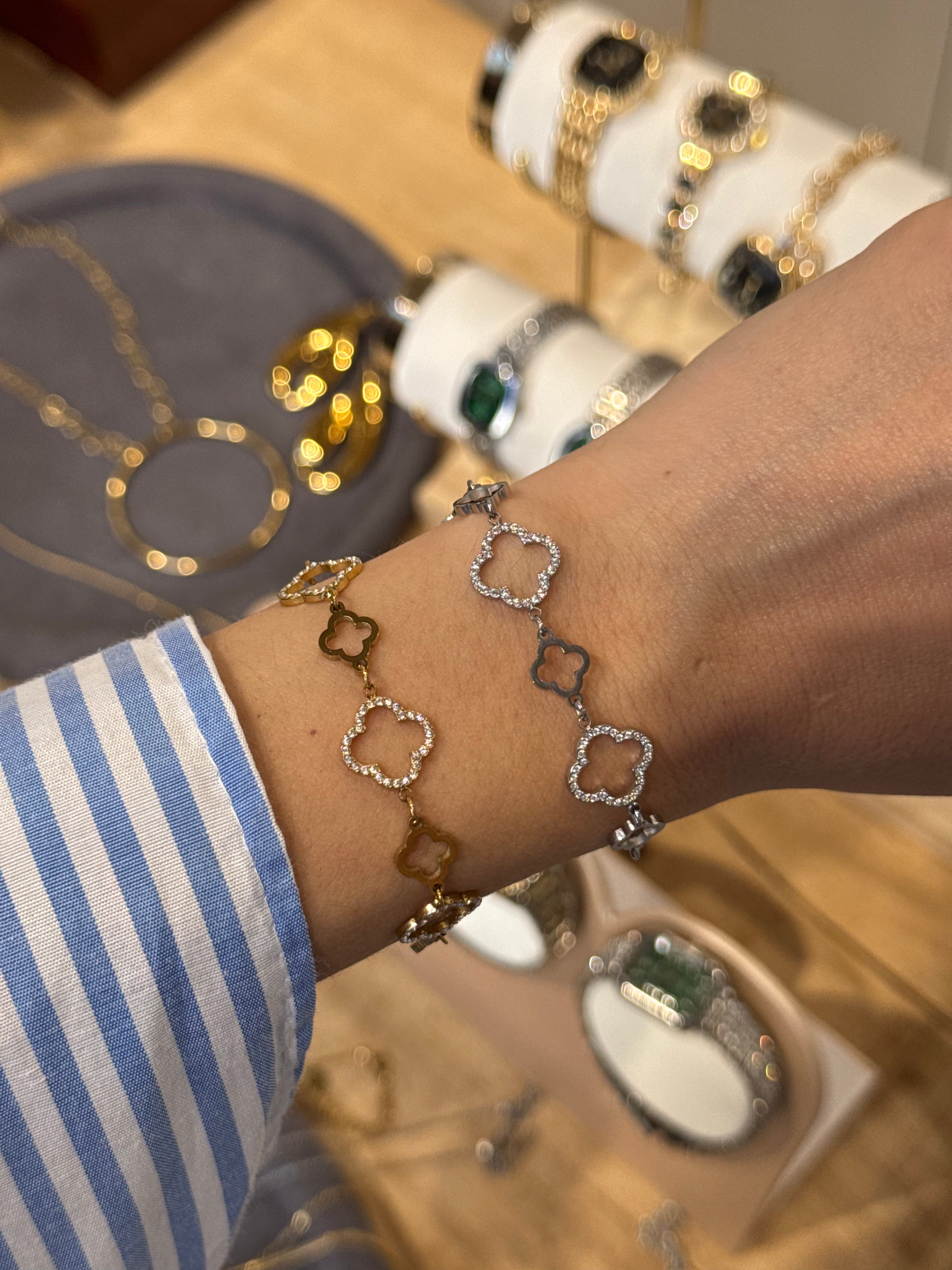 Clover & Crystal - βραχιόλι stainless steel