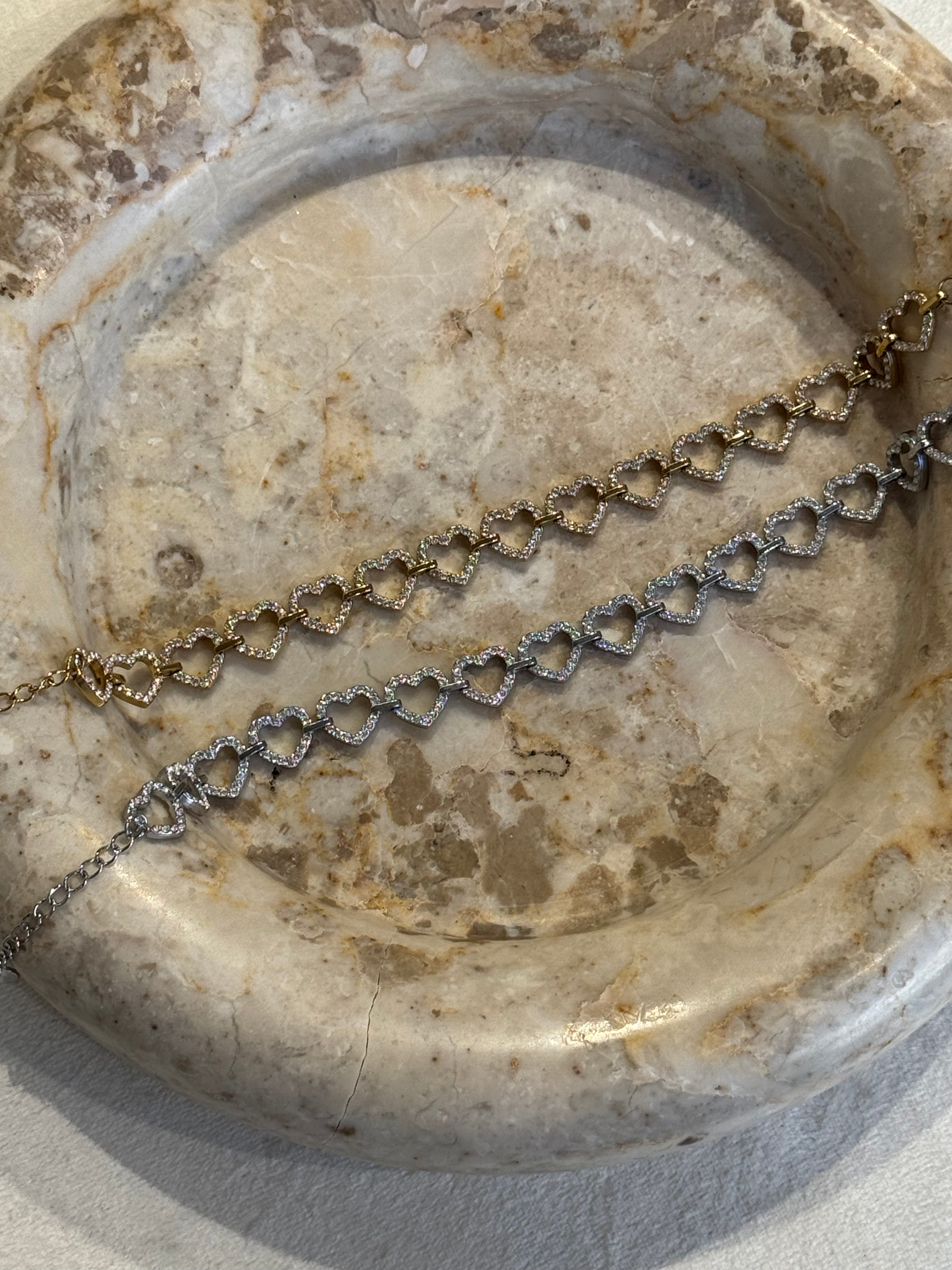 Hollow Hearts - βραχιόλι stainless steel