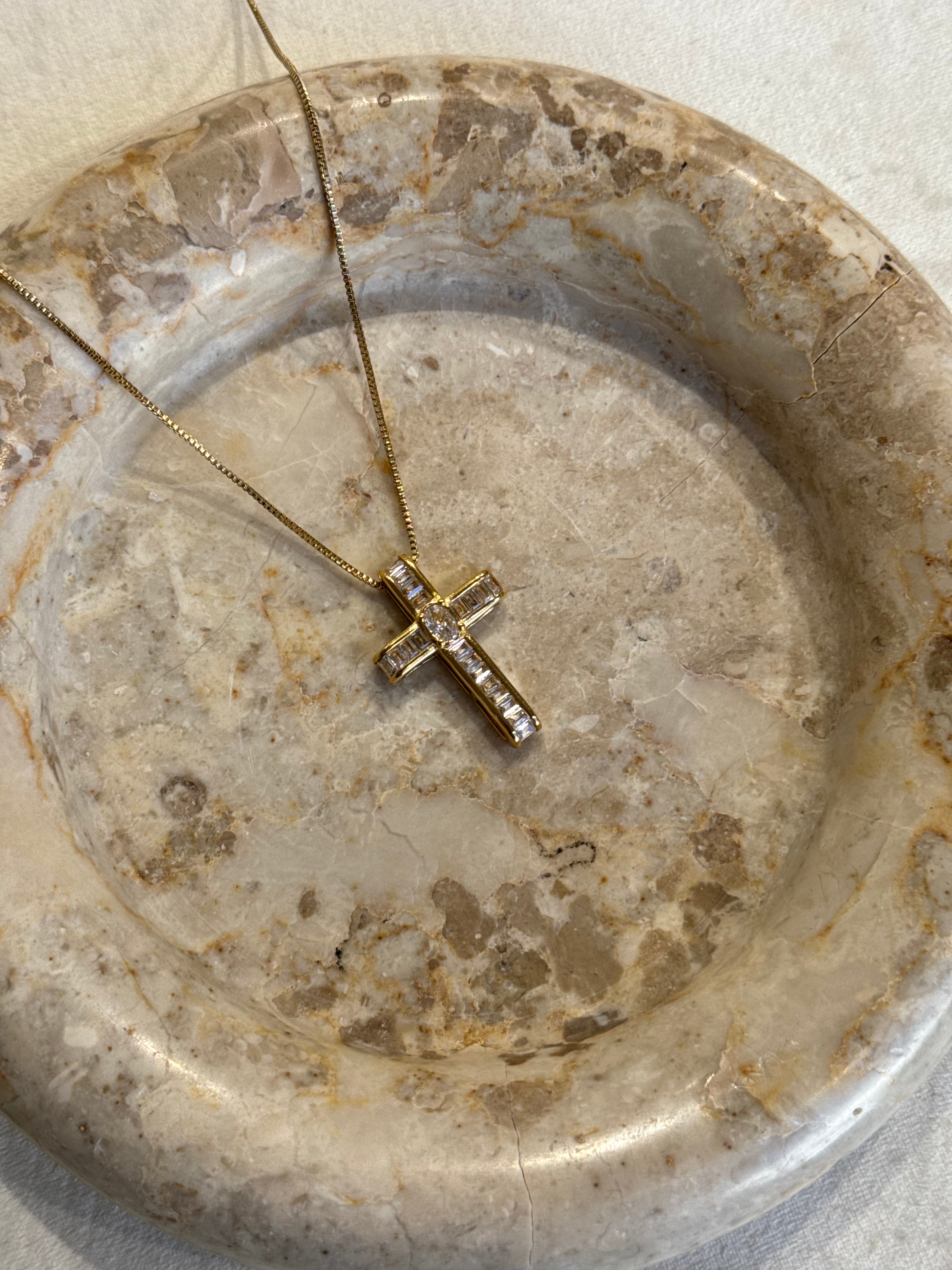 Sparkle Cross - κολιέ stainless steel