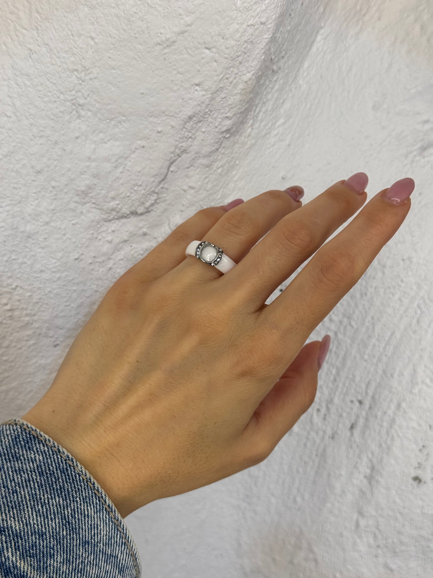 Opaline Aura white-δαχτυλίδι stainless steel