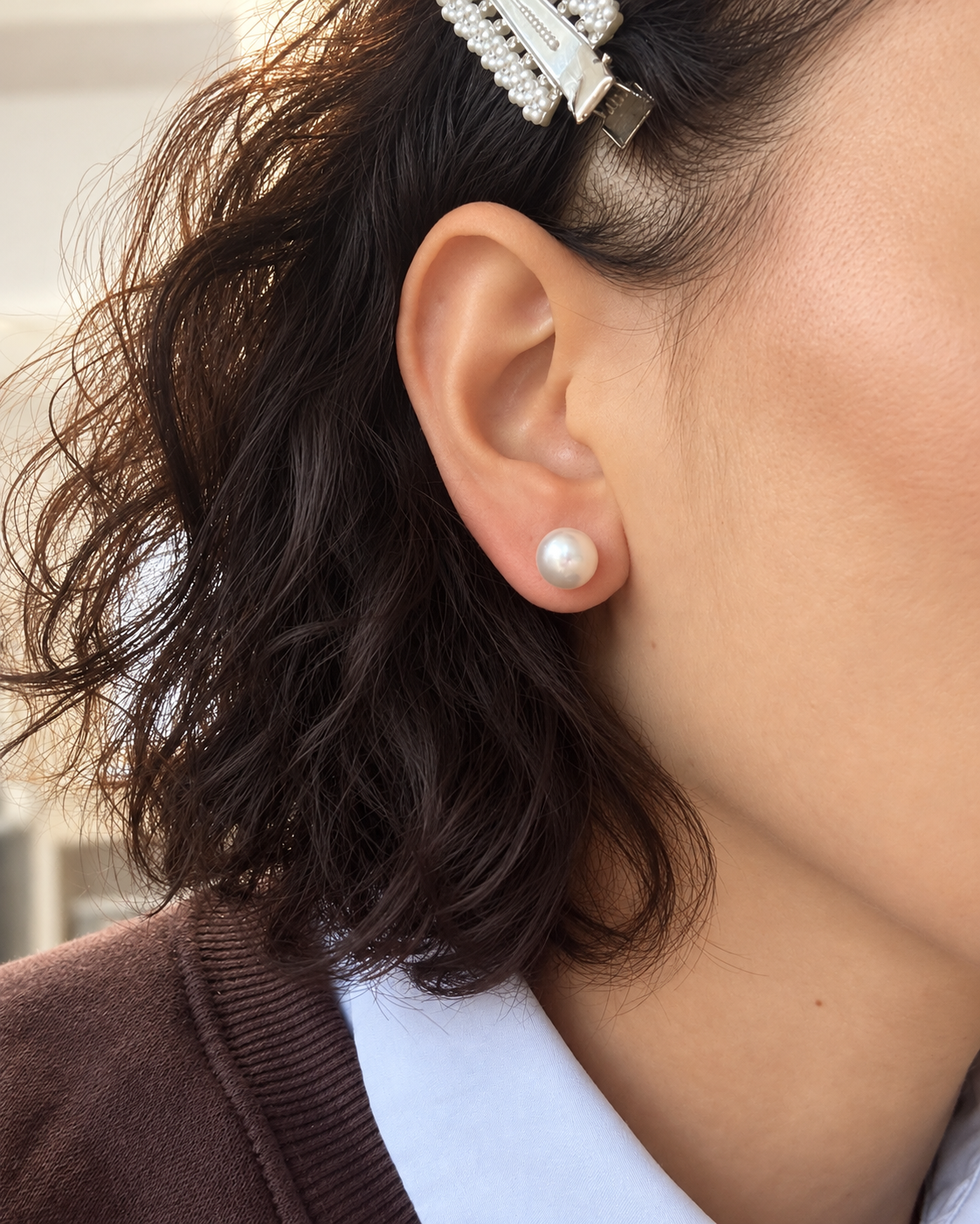 Ethereal Pearl Studs (Large) - σκουλαρίκια stainless steel
