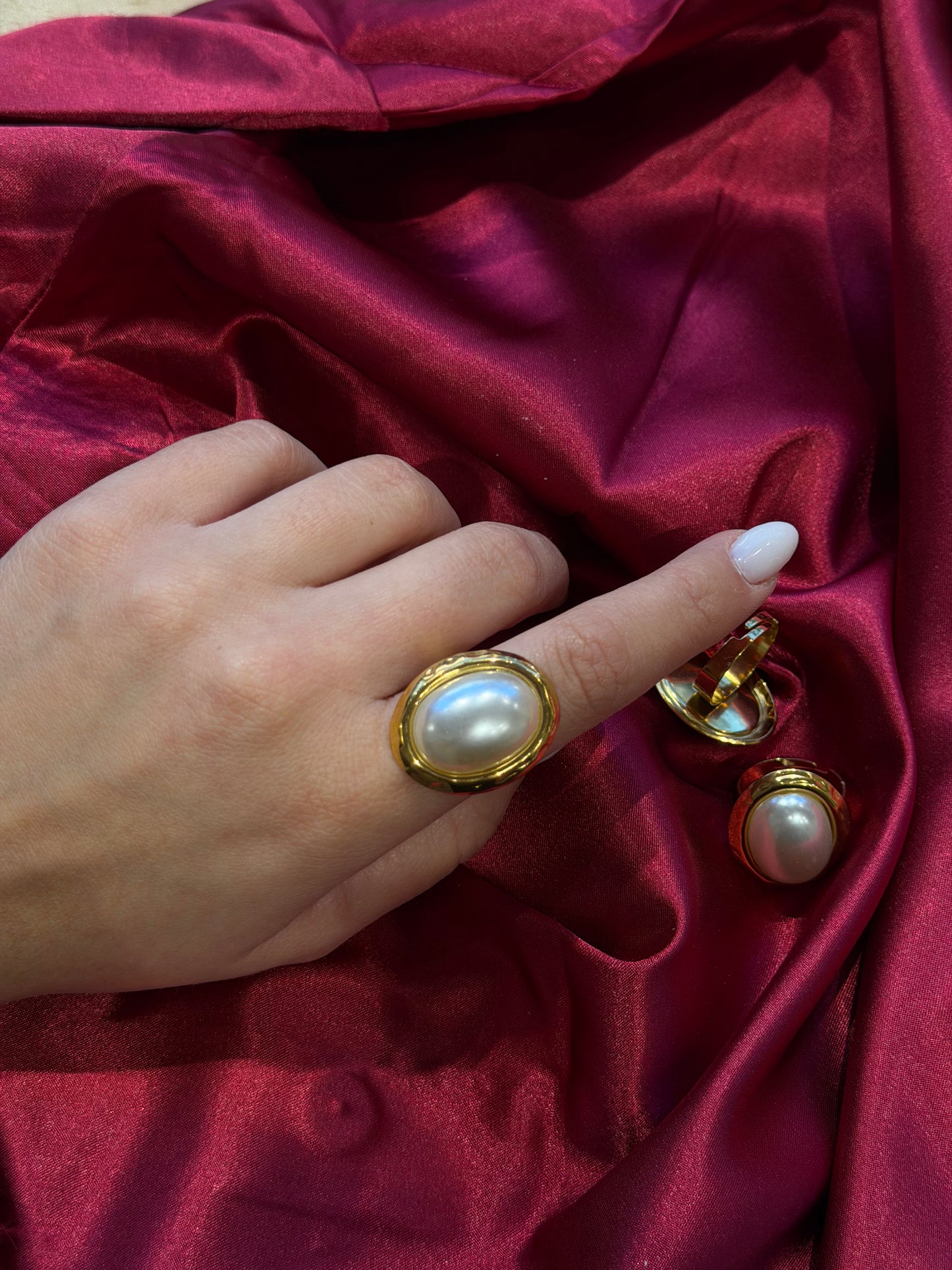 Pearl diamond ατσάλινο δαχτυλίδι