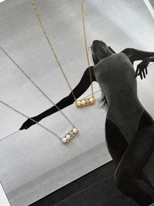 Pearl Trio Bar – Κολιέ Stainless Steel