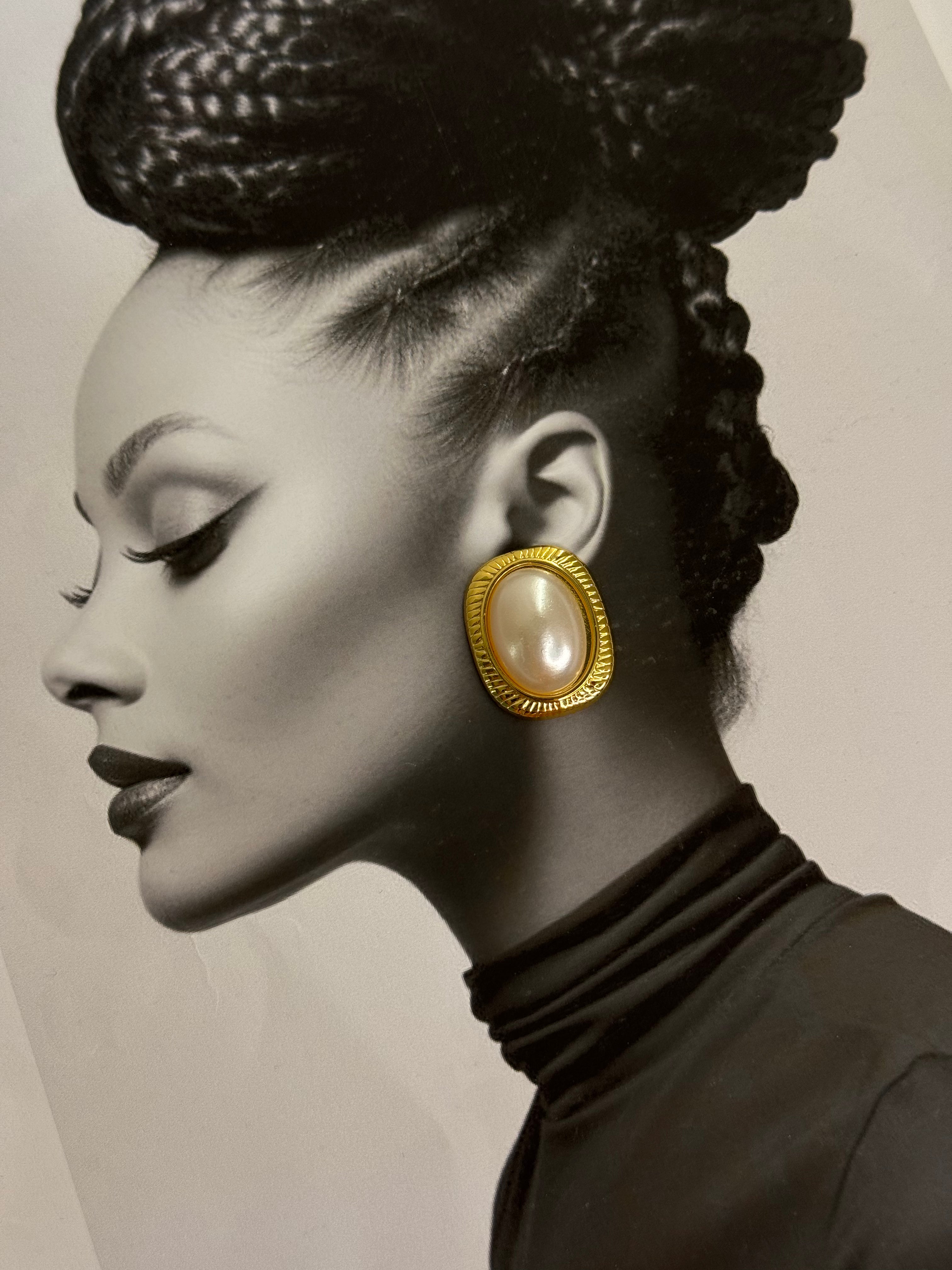Vintage Pearl – stainless steel earrings