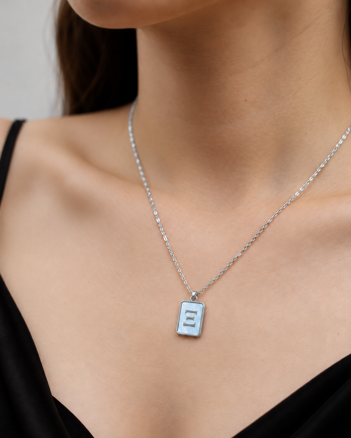 Silver Pearl Monogram - κολιέ stainless steel