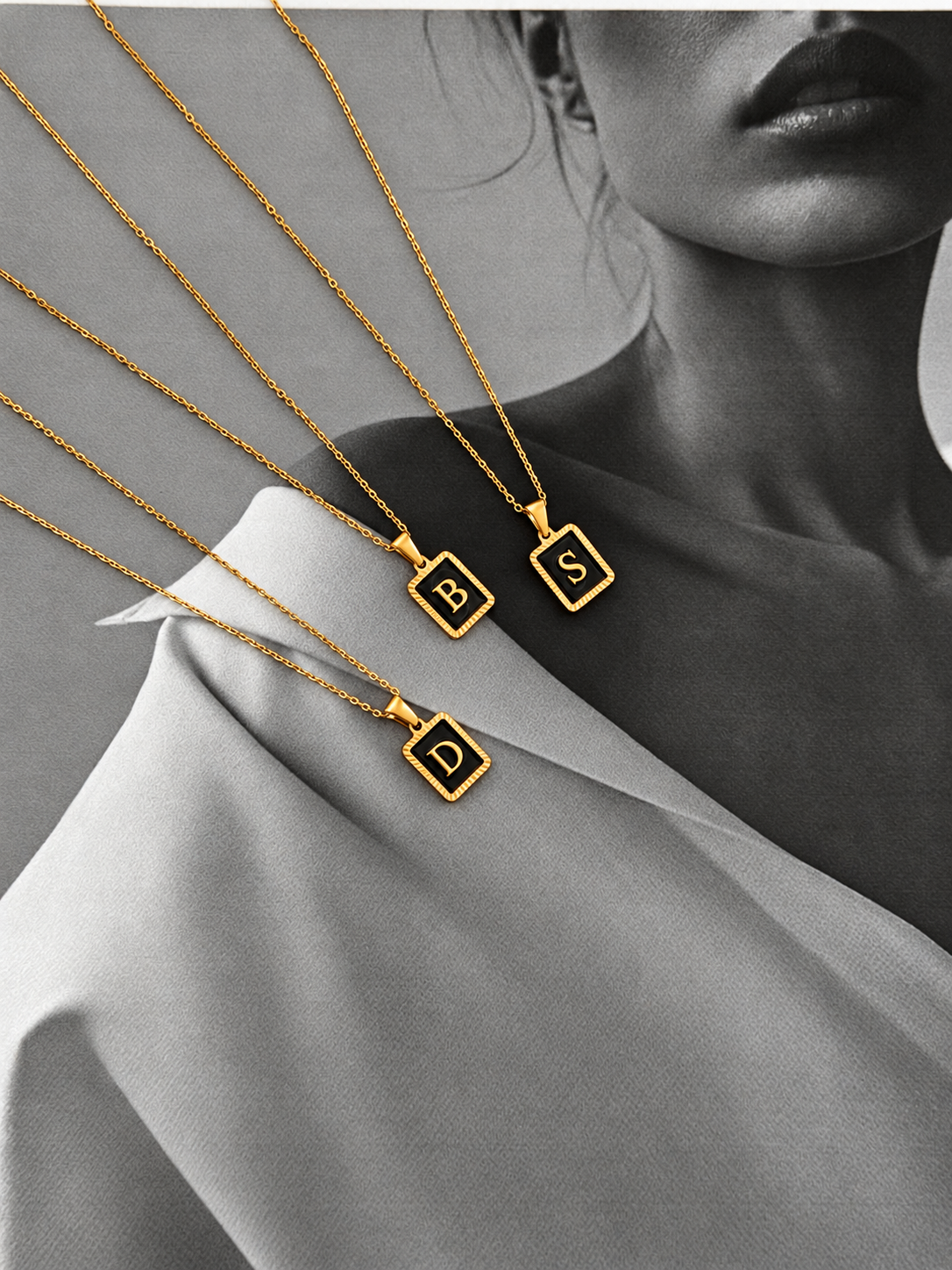 Noir Monogram - κολιέ stainless steel