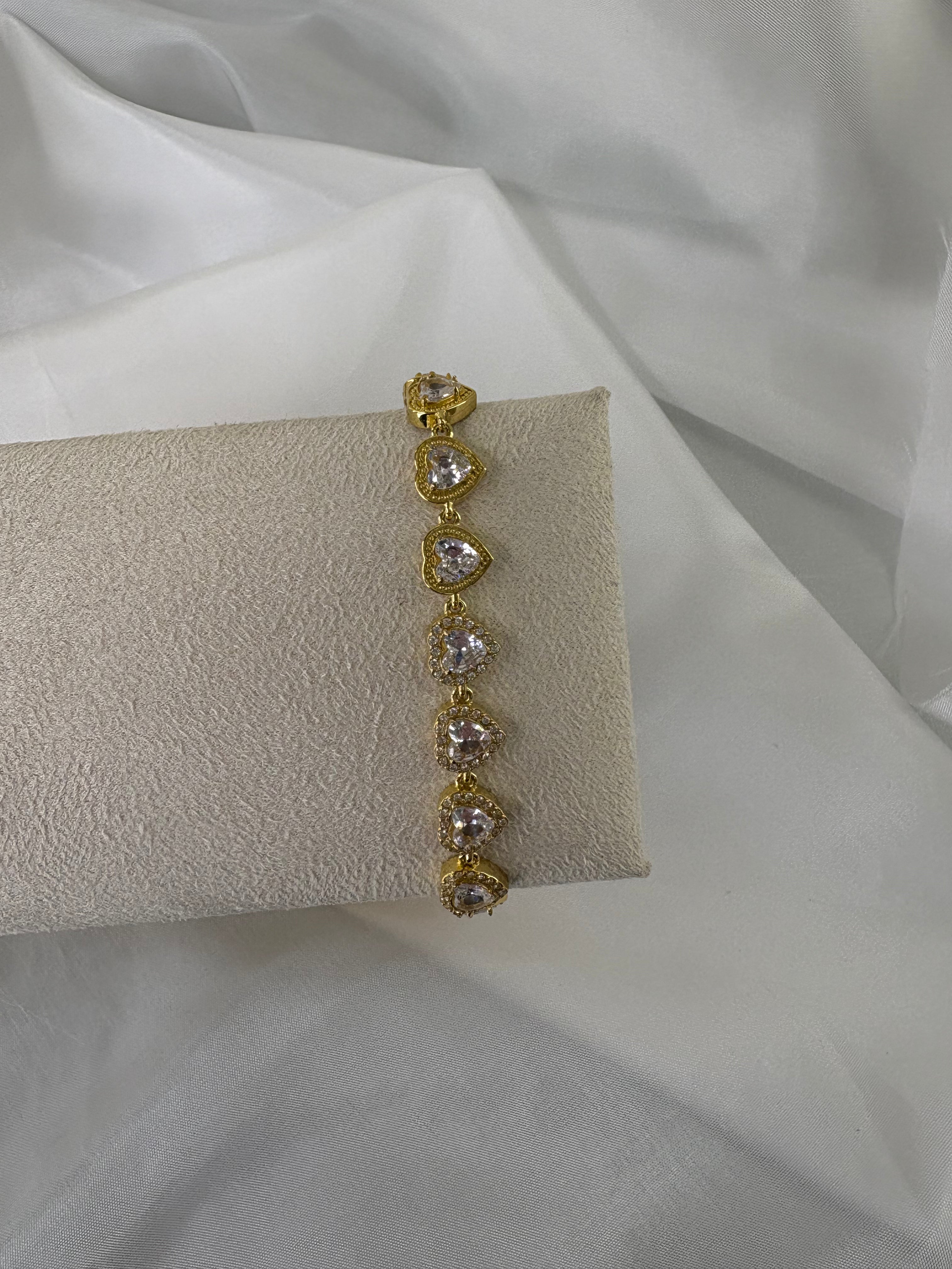 Gold-colored bracelet hearts love