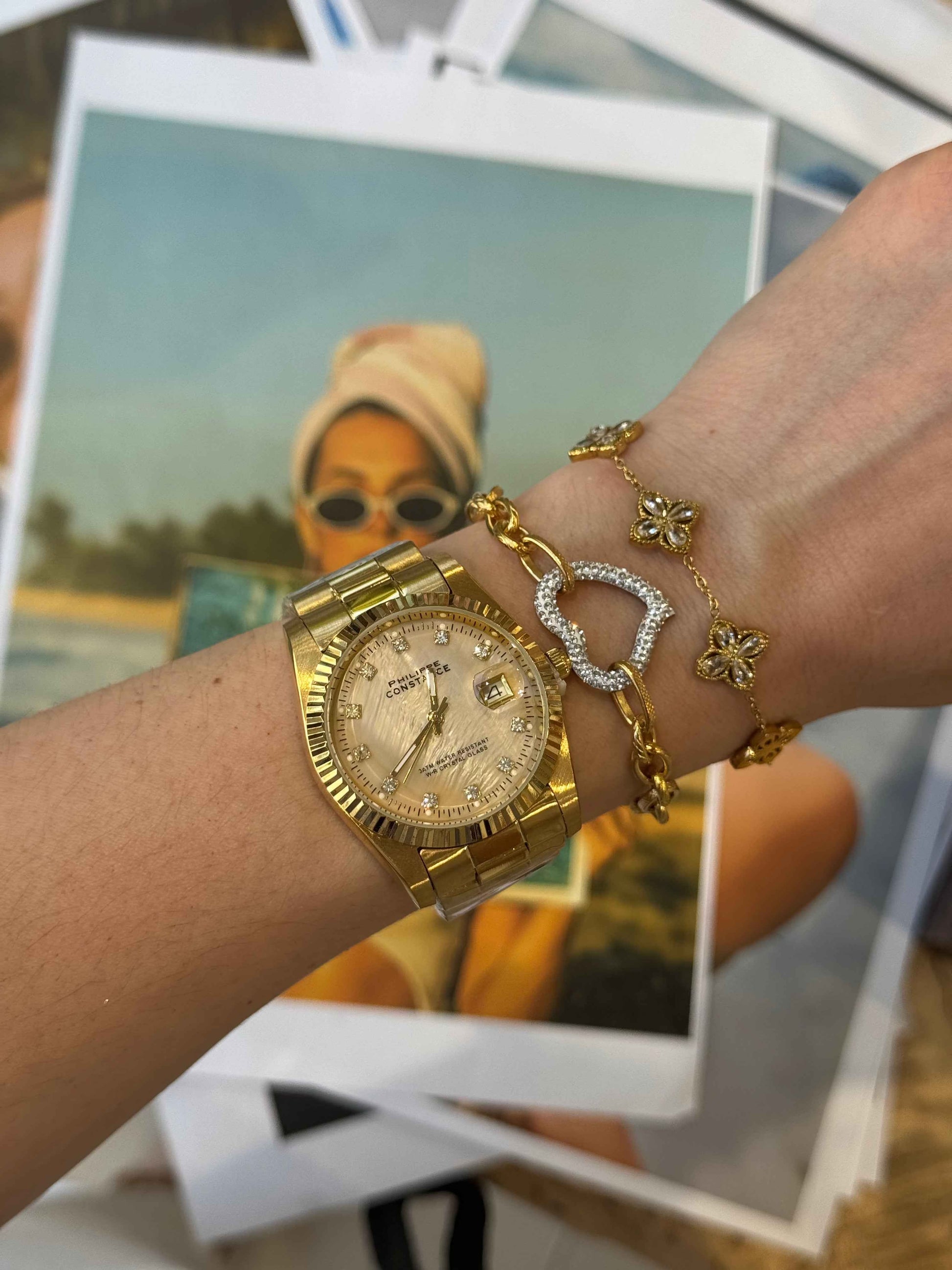 Sylvie Golden (large) – Αδιάβροχο Premium Ατσάλινο Ρολόι Stainless Steel