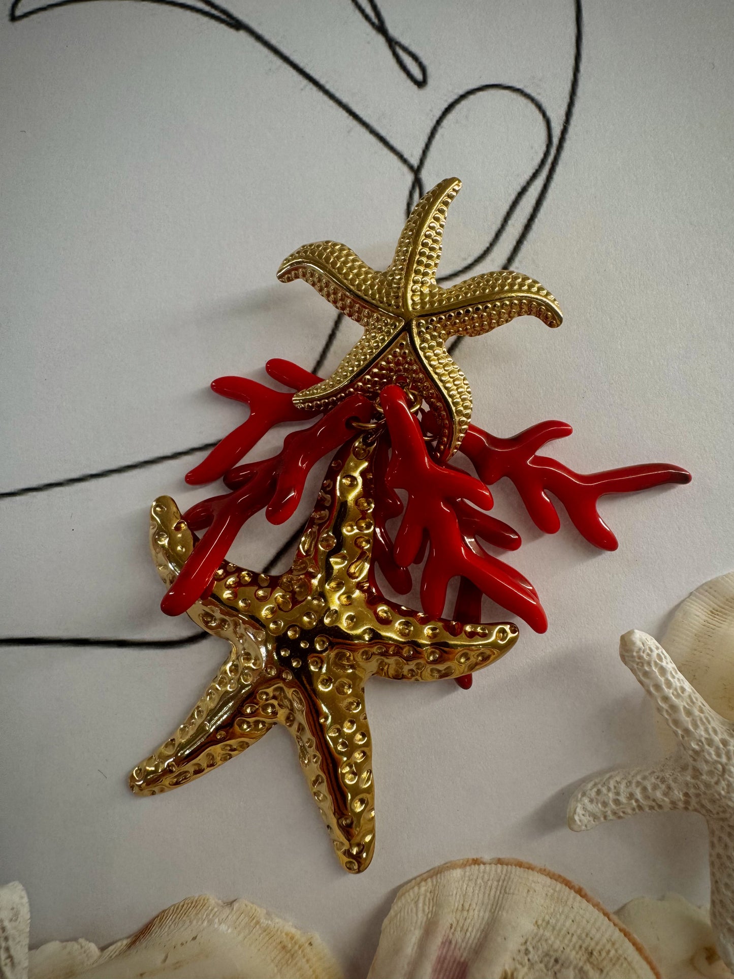 Σκουλαρίκια Αστερίας & Κοραλλιού “Ariel” – Χειροποίητα από Pnoe Studio