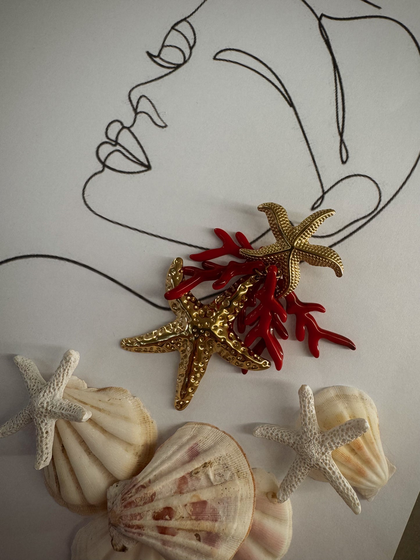 Σκουλαρίκια Αστερίας & Κοραλλιού “Ariel” – Χειροποίητα από Pnoe Studio