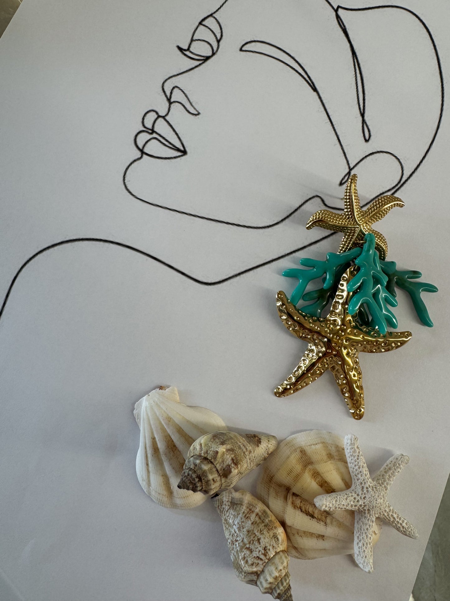 Σκουλαρίκια Αστερίας & Κοραλλιού “Ariel” – Χειροποίητα από Pnoe Studio