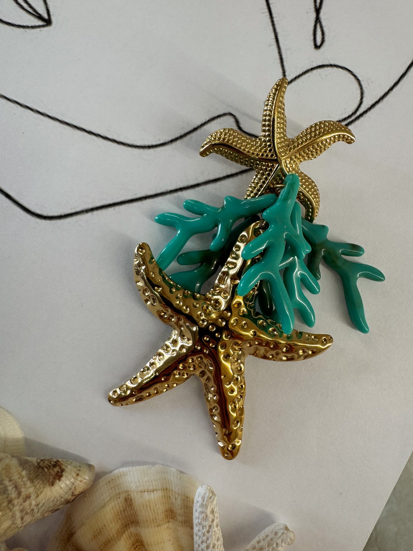 Σκουλαρίκια Αστερίας & Κοραλλιού “Ariel” – Χειροποίητα από Pnoe Studio