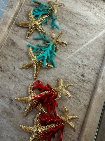 Σκουλαρίκια Αστερίας & Κοραλλιού “Ariel” – Χειροποίητα από Pnoe Studio