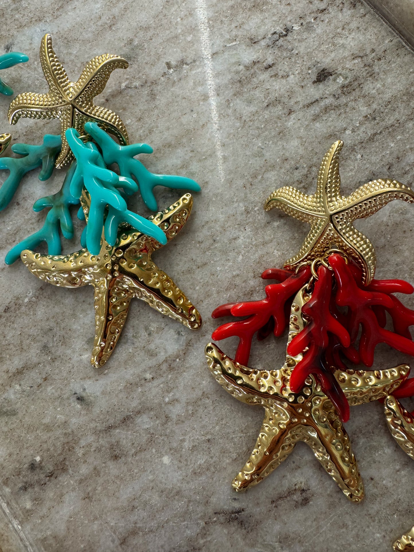 Σκουλαρίκια Αστερίας & Κοραλλιού “Ariel” – Χειροποίητα από Pnoe Studio