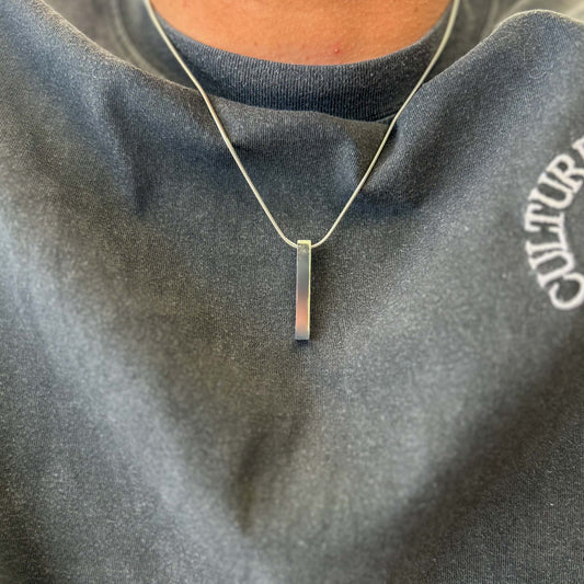 Ανδρικό Ασημί Κολιέ με Μακρόστενο Μενταγιόν - Pnoe Studio