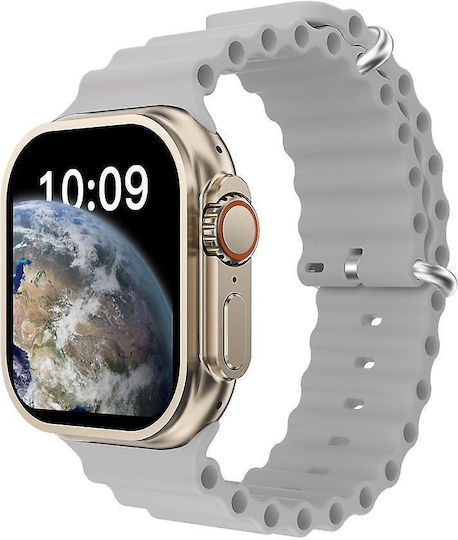 S8 Ultra Max Smartwatch Titanium ΓΚΡΙ NFC Series 8 Απάντηση κλήσης 1:1 49mm Μέγεθος 2,08' Οθόνη Sports Ασύρματη φόρτιση Ανδρικό Έξυπνο Γυναικείο ρολόι Ασημί